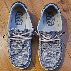 Hey Dude Women's Blue and Cream Flats